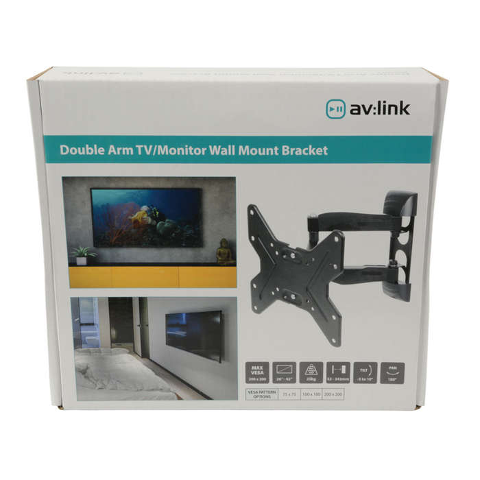 AVLINK - INSD201 FULL MOTION DOUBLE ARM TV WALL MOUNT BRACKET