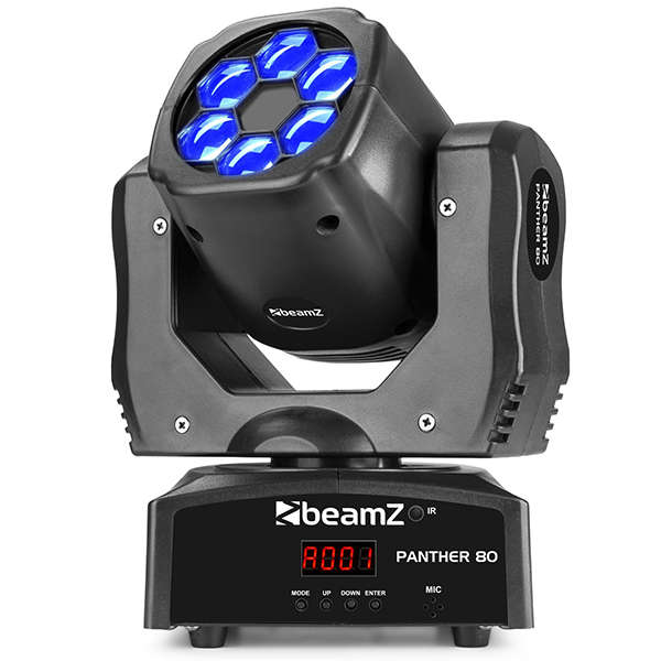 BEAMZ PANTHER80 LED MOVING HEAD WITH ROTATING LENSES 6X 12W RGBW