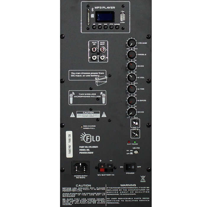 Filo - FCA12PA PORTABLE PA WITH USB/MP3/SD/FM & BLUETOOTH®