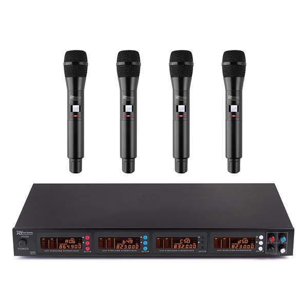 POWER DYNAMICS PD504H QUAD HANDHELD MICROPHONE UHF 826.300/831.200 MHz /863.000/865.000 MHz