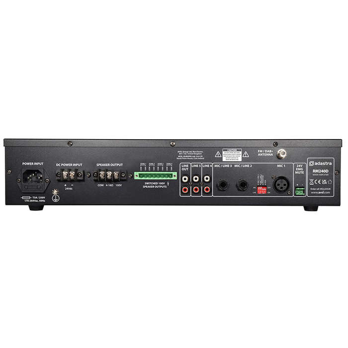 ADASTRA RM240D 100V MIXER AMPLIFIER 240W USB/BT/FM/DAB+