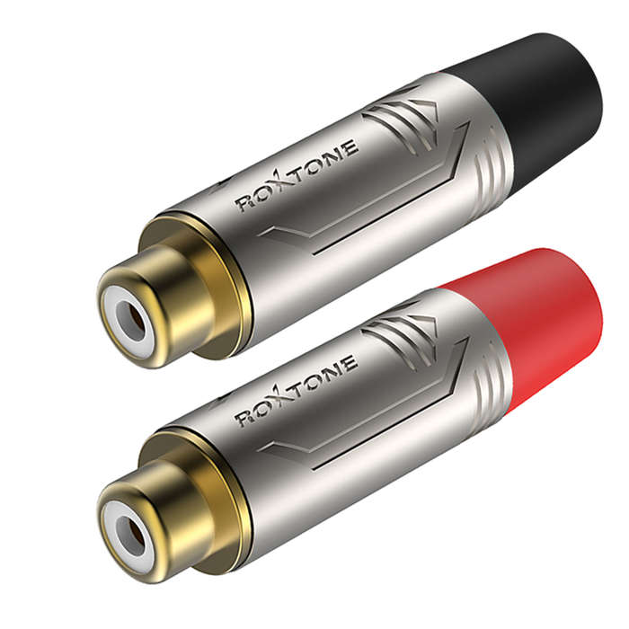 ROXTONE CONNECTOR PAIR RCA INLINE FEMALE RED & BLACK