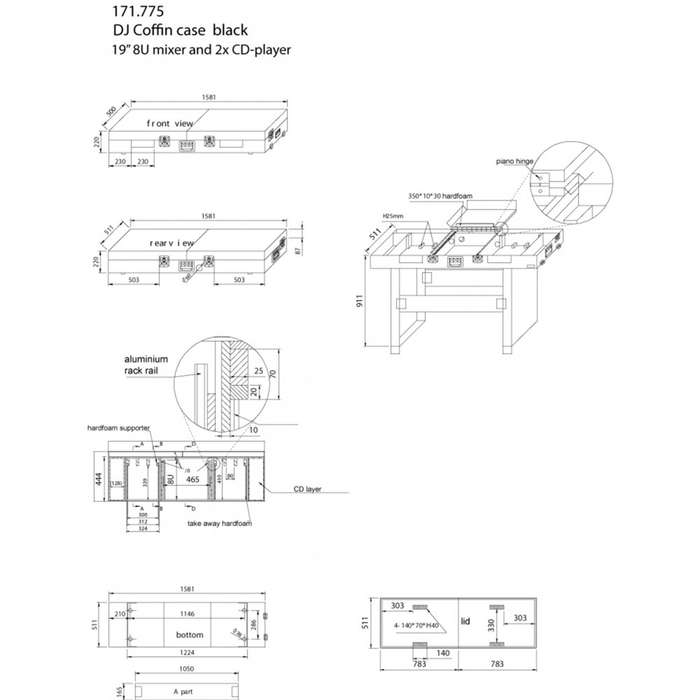 Power Dynamics - COFFIN CASE FOR 19in 8U MIXER/2 CD PLAYERS