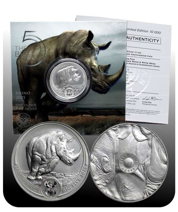 *#* 2025 1oz R5 Fine Silver Rhino - Big Five Series III *#*