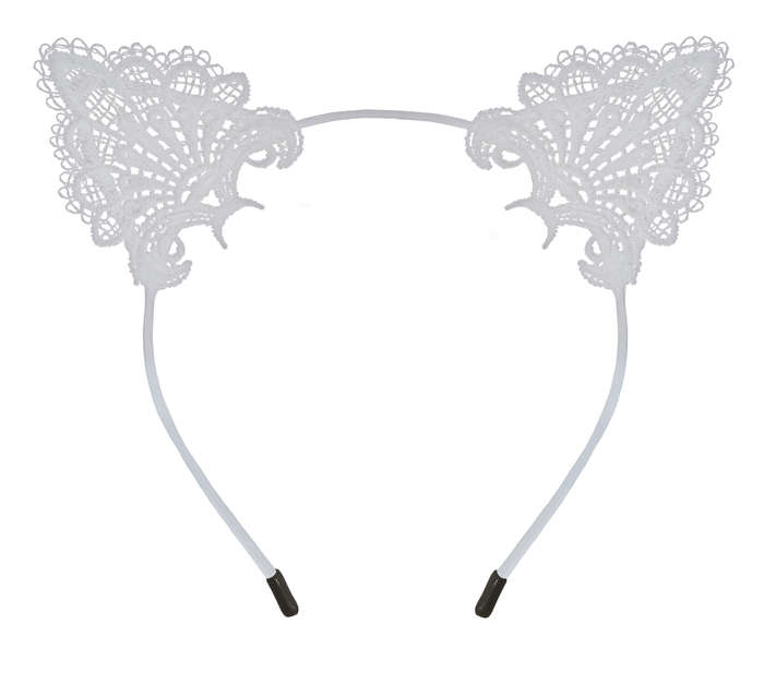 Adorable Kawaii Lacy Cat Ear Headband - White