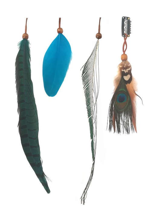 Bohemian Feather Extension With Clip Teal Mix