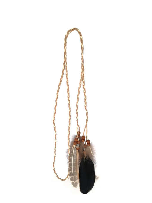 Bohemian Feather Wrap Around Headband Natural Mix