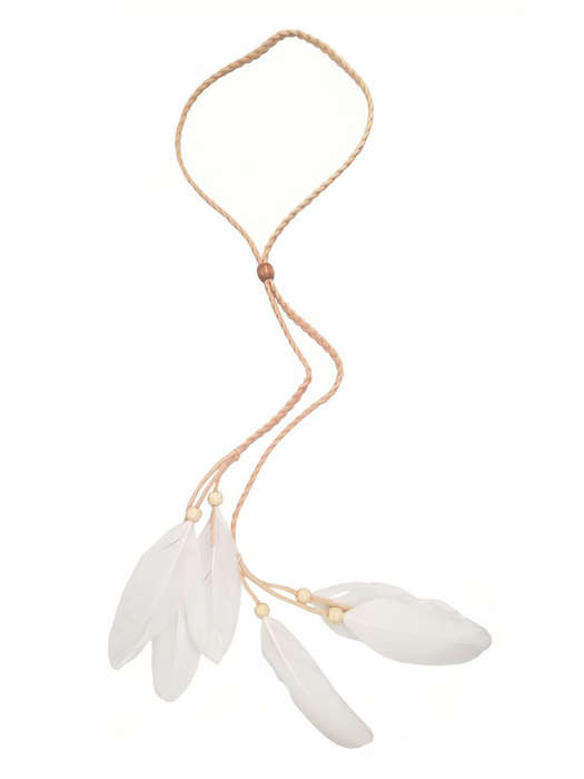 Bohemian Style Headband With White Feathers