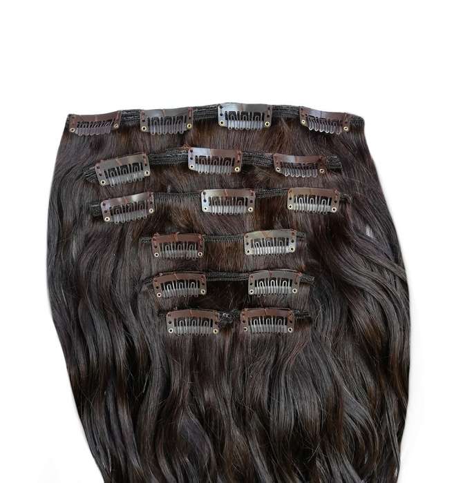 Wavy color 2 35cm (14") XXL 7pc clip in - 100% Brazilian remy human hair