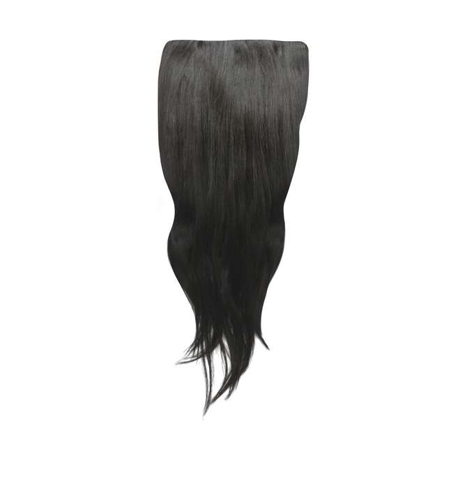 100% Brazilian Remy Human Hair Straight 7pc XXL 35cm Clip Hair Extensions - 1B Natural Black