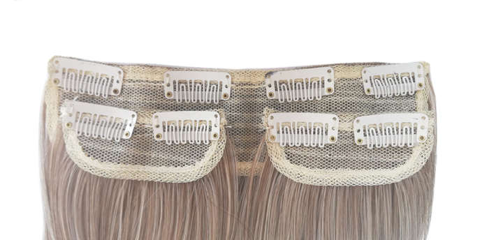3 Piece 60cm Full Head Clip-on Hair Extensions XXL - T18B-88 Ash latte light blonde mix ombre