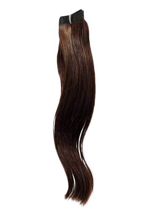 25cmColour 2 Dark Brown Human Hair Tape In Extensions - Salon Quality -10pc Indian Remy