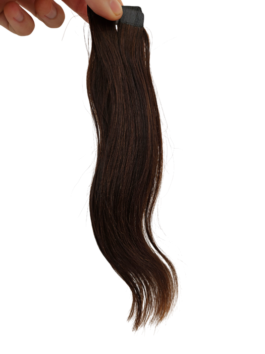 25cmColour 2 Dark Brown Human Hair Tape In Extensions - Salon Quality -10pc Indian Remy