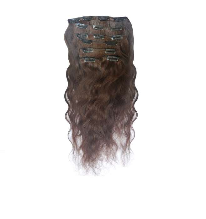 Wavy color 2-4 35cm (14") XXL 7pc clip in 100% Brazilian Remy Human Hair
