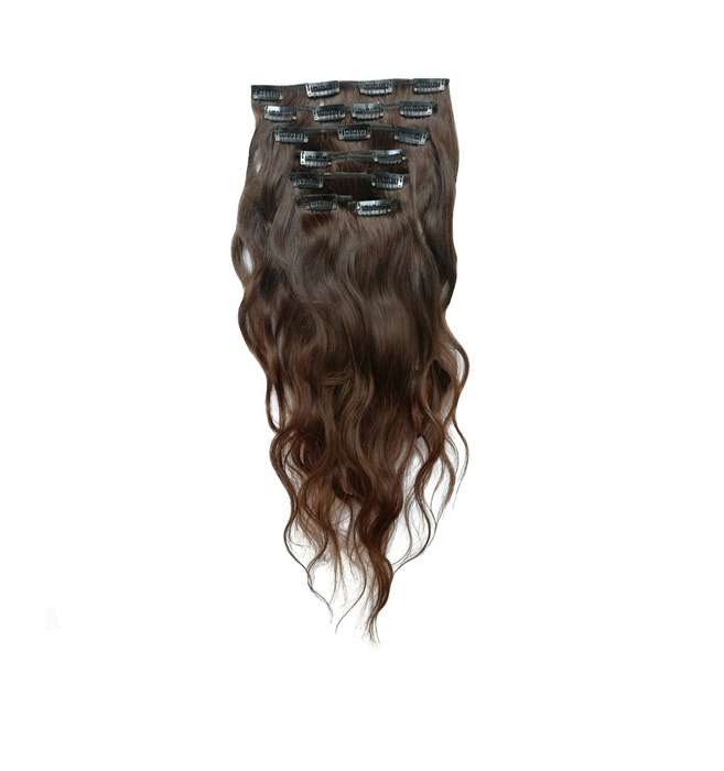 Wavy color 4 35cm (14") XXL 7pc clip in - 100% Brazilian remy human hair