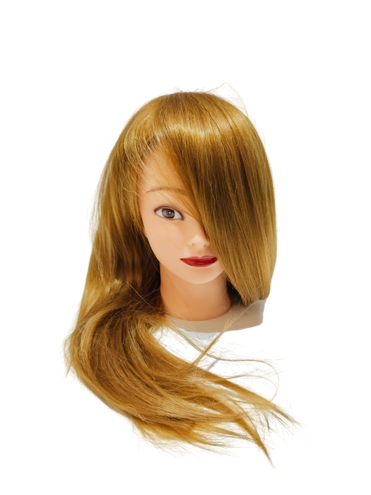 50% Human hair-synthetic blend practice mannequin head -color: Golden/strawberry blonde