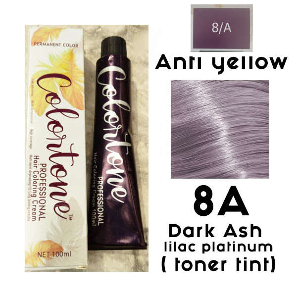 Colortone Professional Hair Dye Toner Tint Coloring Cream - 8A Dark ash lilac platinum