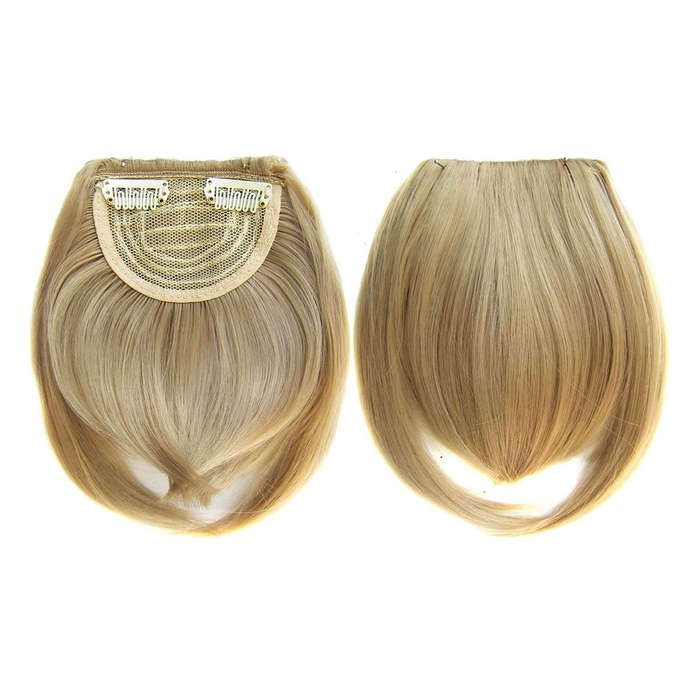 Clip in Bangs Fringe Front One Piece Hair Extensions with Temples -  14 blonde