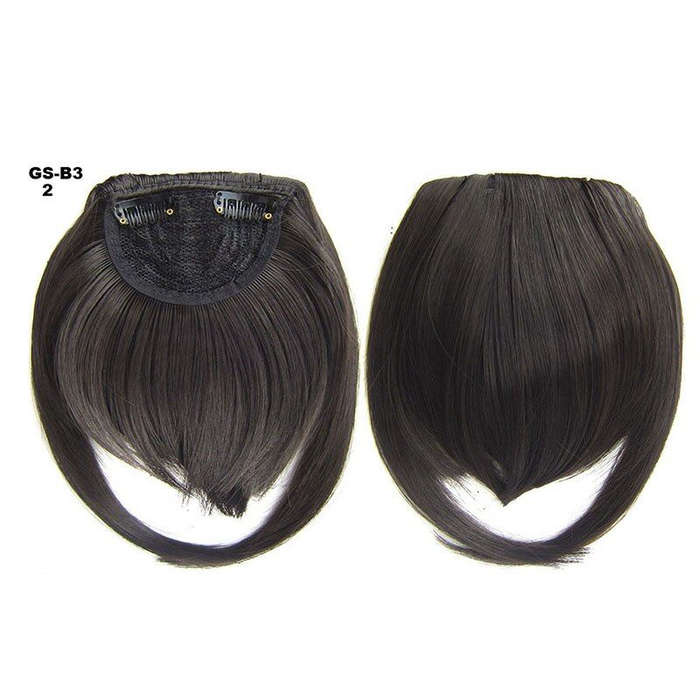 Clip in Bangs Fringe Front One Piece Hair Extensions with Temples -  2 Dark brown