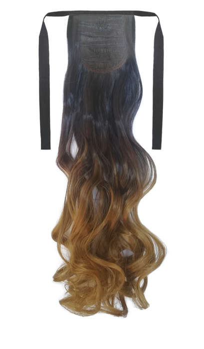 Tie-On Wavy Ombre Ponytail 55cm with Ribbons & Clip - 1-27 Strawberry Blonde