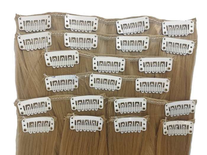 10 Piece Straight Long 55-60cm Full Head Clip-on Hair Extensions XXL - 27-613 Strawberry Blonde Mix