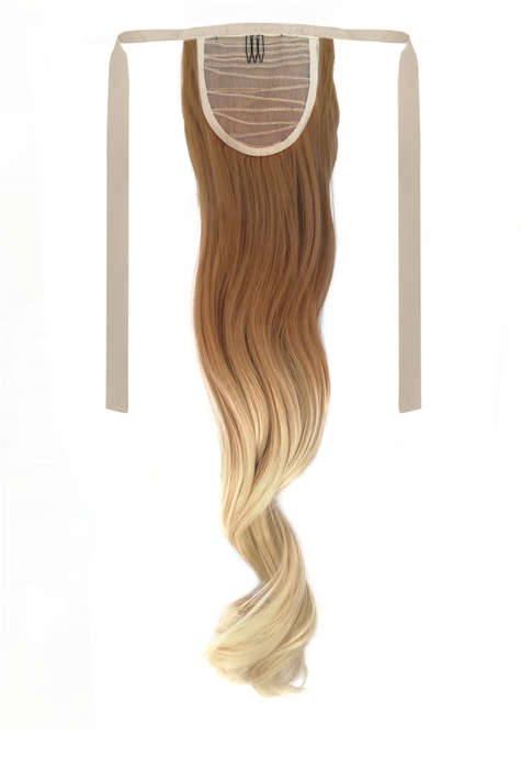 Tie-On Wavy Ombre Ponytail 55cm with Ribbons & Clip - 27-613 Light Blonde
