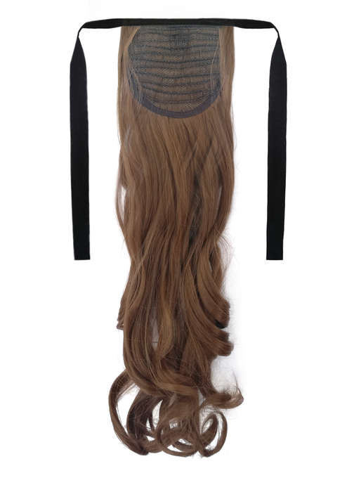 Tie-On Wavy Ponytail 55cm With Ribbons & Clip - 12 Light Golden Brown