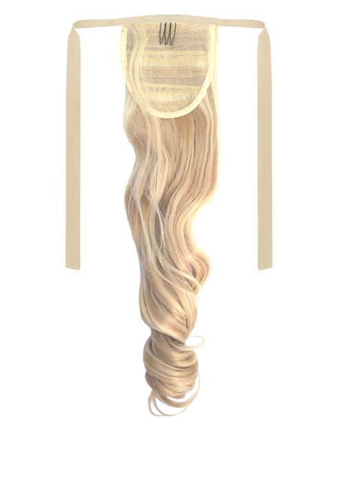 Tie-On Wavy Ponytail 55cm With Ribbons & Clip - 14-613 Medium Blonde Mix