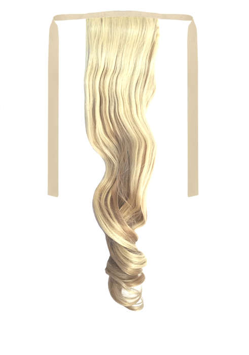 Tie-On Wavy Ponytail 55cm With Ribbons & Clip - 14-613 Medium Blonde Mix