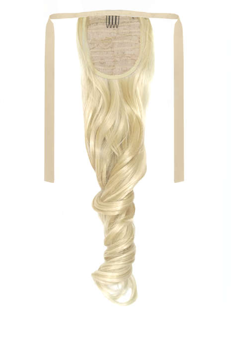 Tie-On Wavy Ponytail 55cm With Ribbons & Clip - 88H60 Ash White Blonde Mix