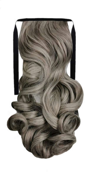 Tie-On Wavy Ponytail 55cm With Ribbons & Clip - M6-88 Ash Brown