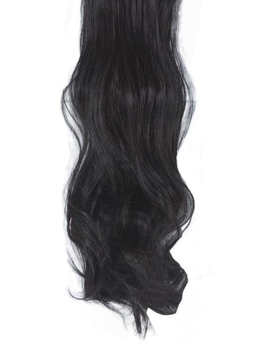 10 Piece Wavy Long 55-60cm Full Head Clip-on Hair Extensions XXL - 1b Natural Black Brown