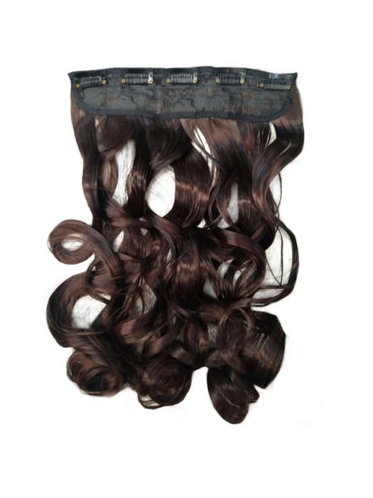 1 Piece Wavy 5 Clip Synthetic Hair Extension XXL 60cm - 2-33 Darker Brown Mix
