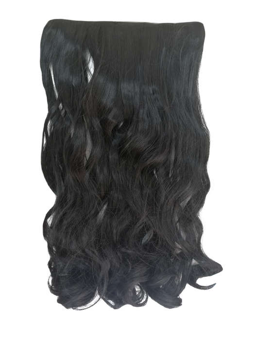 1 Piece Wavy 5 Clip Synthetic Hair Extension XXL 60cm - 1B Natural Black