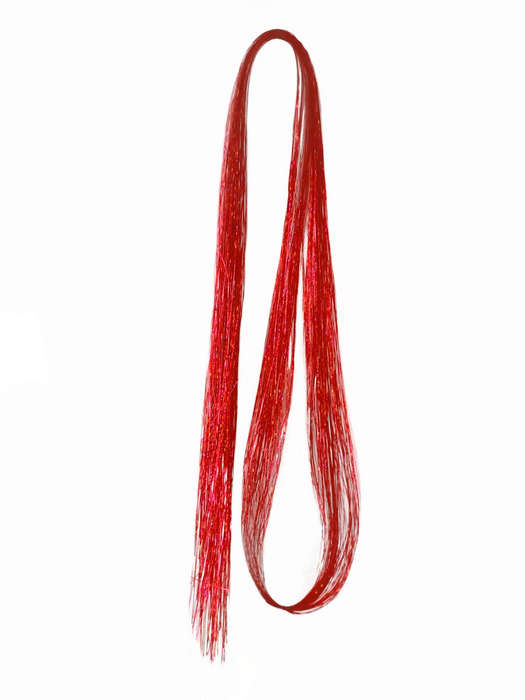 Tie-On Vibrant Hair Tinsel 90cm - 100 Pack - Red