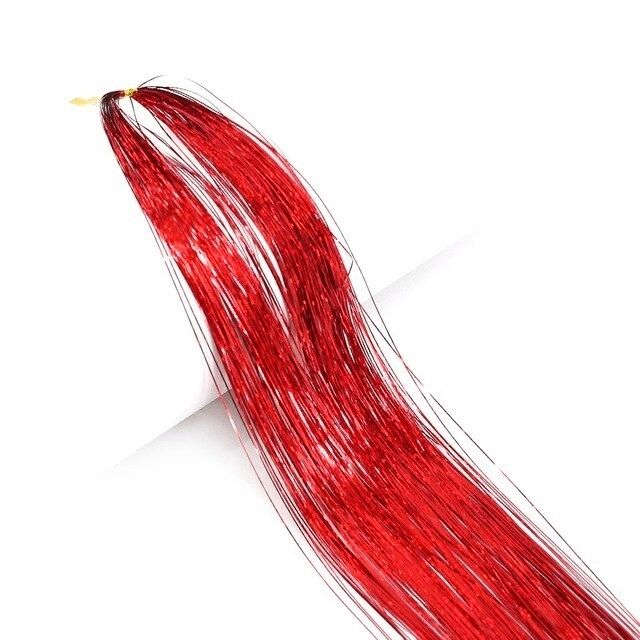 Tie-On Vibrant Hair Tinsel 90cm - 100 Pack - Red