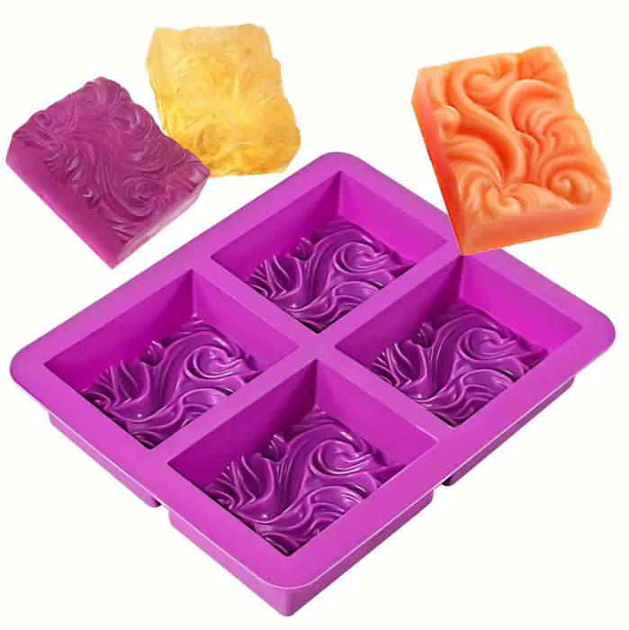 4 Cavity Wave Silicone Soap Mould