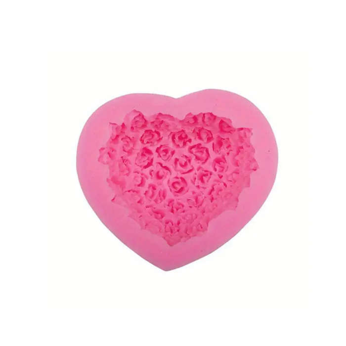 Pink Rose Heart Floral Silicone Mould