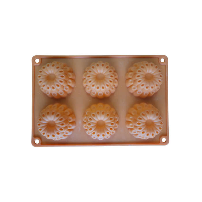 6 Cavity Orange Florals Silicone Mould