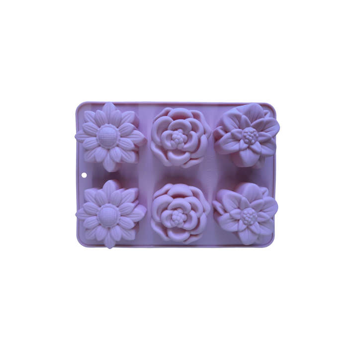 6 Cavity 3D Florals Silicone Mould