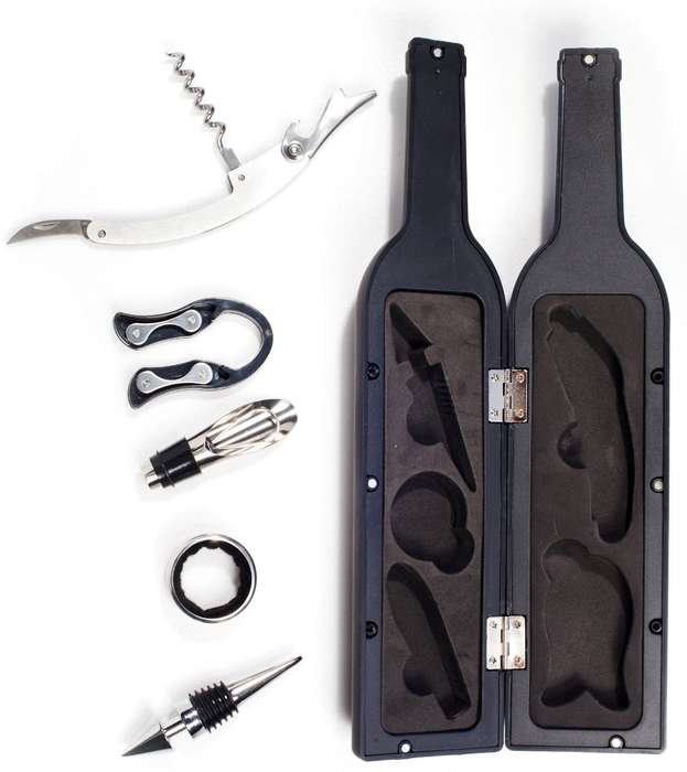 5-Pieces Wine Opener Set Bottle Stopper Drip Ring Wine Pourer Cockscrew Foil Cutter