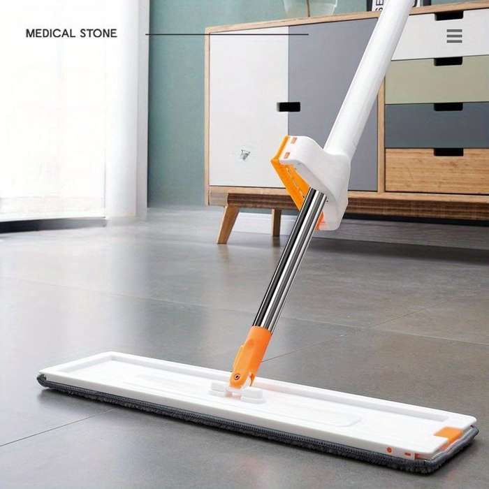 Stainless steel handle flat mop