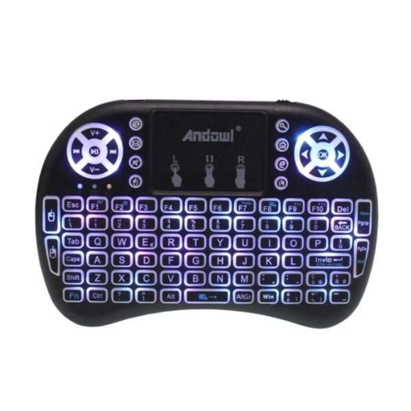 Andowl QK07  7Color LED Mini Wireless Keyboard with Touchpad