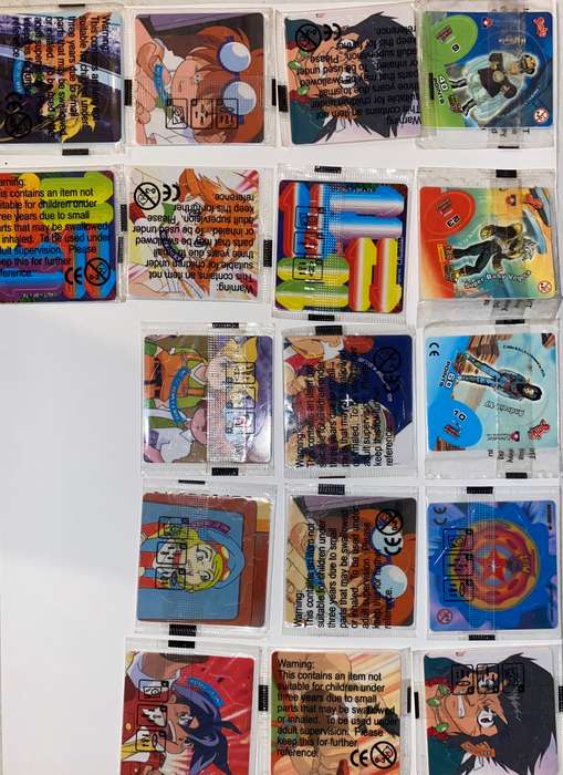 Dragon Ball Z (DBZ) Tazos Mixed Lot Several Sealed Click/Cube/Spinner grouped by type - Cards