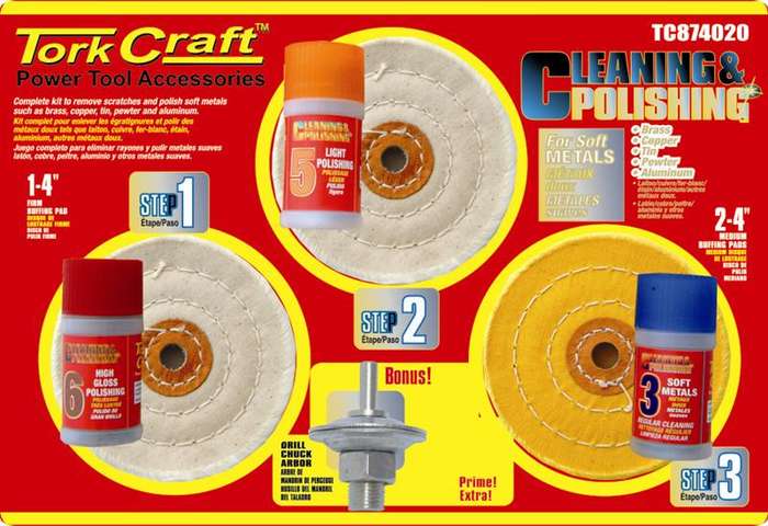 TORK CRAFT CLEANING & POLISHING KIT - SOFT METALS C/W 12.5MM ARBOR