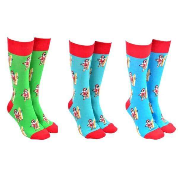 Sock Society Surfing Santa Pack of 3