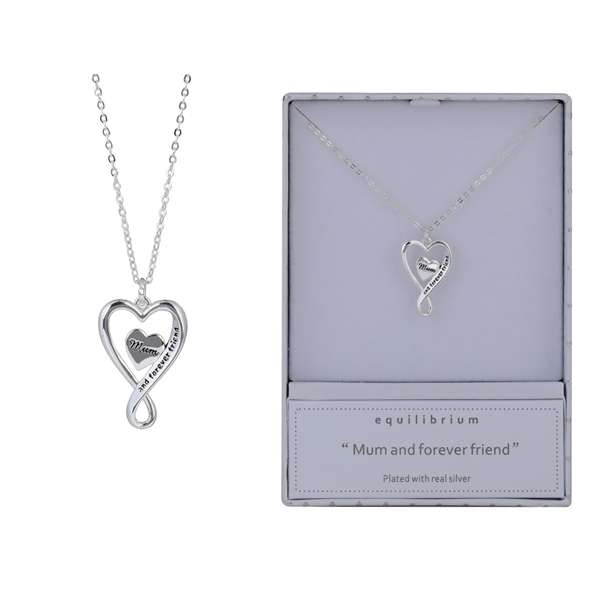 Equilibrium Silver Plated Necklace Heart Mum