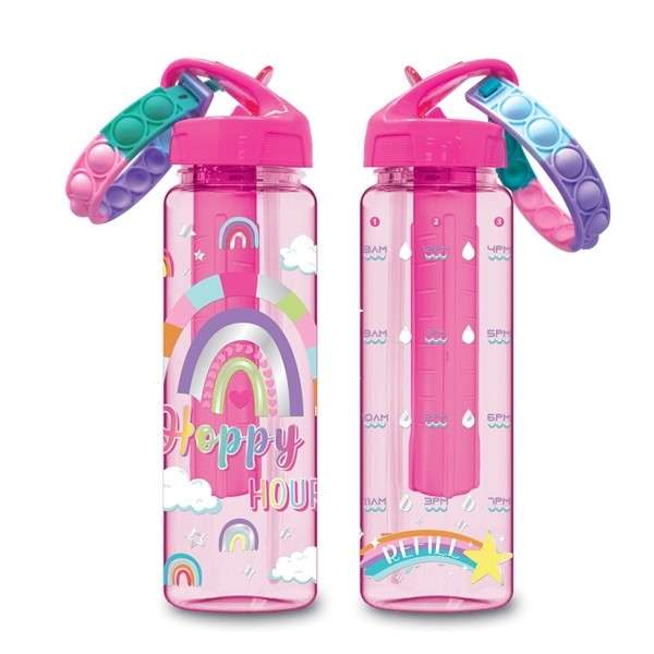 Hot Focus Time Marker Water Bottle With Freezer Tube Rainbow