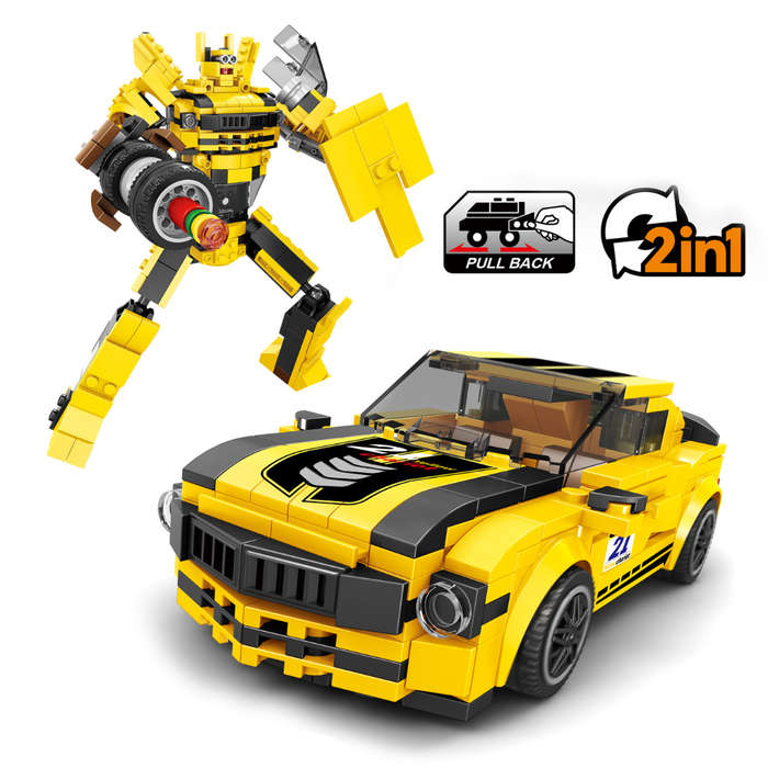 Speed Racing Car Building Blocks Yellow 337 Pcs 2-in-1