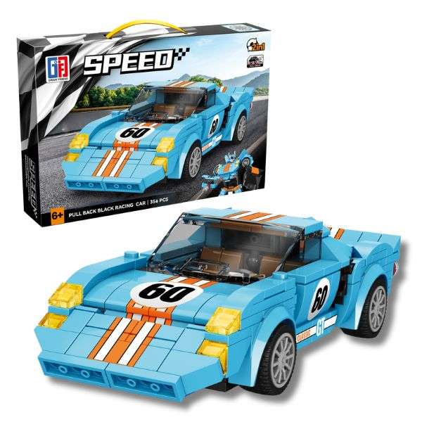 Speed Racing Car Building Blocks Blue 356 Pcs 2-in-1